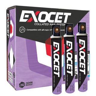 51 x 2.8 Exocet Ring Shank Galvanised Collated Nails - Box of 3300 + 3 Gas