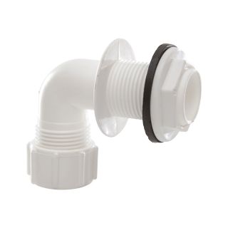 Polypipe Overflow Bent Tank Connector - 21.5mm - Plastic White