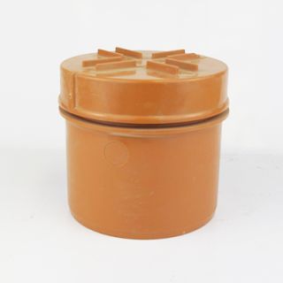 Polypipe Underground Screwed Access Plug 110mm - Orange Plastic