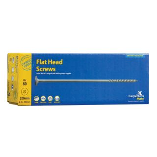 Carpenters Mate Pro Flat Head Screws 6.5 x 200mm - Box of 80