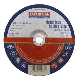 Faithfull Stainless Steel Cutting Disc - Depressed Centre - 230mm x 1.8mm x 22.23mm