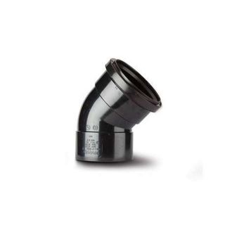 SB403B - Offset Bend 4in/110mm. 135°. Ring seal socket x solvent socket. Black