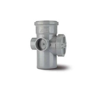 SA43G - Access Pipe 4in/110mm. 2 Boss (Single Socket). Grey