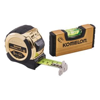 Komelon Gold PowerBlade II Tape with Gold Mini Level 5m