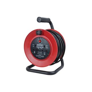 Faithfull Open Drum Cable Reel 240V - 50m - 13 Amp - 2 Socket