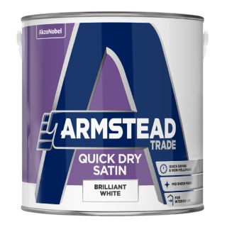 Armstead Trade Quick Dry Satin Paint - Brilliant White - 1 Litre
