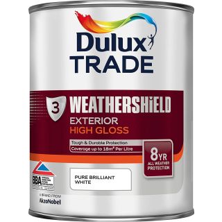 Dulux Trade Weathershield Exterior Gloss - Pure Brilliant White - 1 Litre 5180254