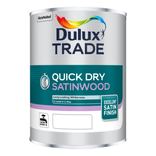 Dulux Trade Quick Dry Satinwood Paint - Pure Brilliant White - 5 Litre