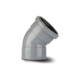 SB403G - Offset Bend 4in/110mm. 135°. Ring seal socket x solvent socket. Grey