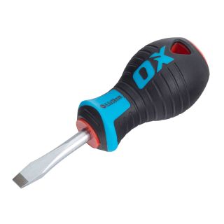 OX Pro Slotted Flared Screwdriver Stubby 6.5 X 38mm