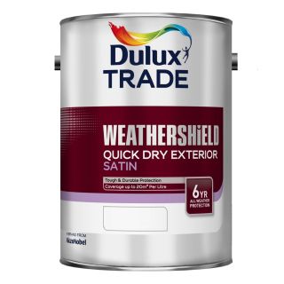 Dulux Trade Quick Dry Exterior Weathershield Satin Paint - Pure Brilliant White - 5 Litre