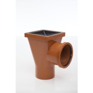 Polypipe Underground 110mm Square Hopper Back Inlet - Orange Plastic