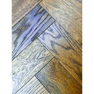 Timba Smoked Stained Brushed & UV Oiled Herringbone Flooring 14 x 90 x 450mm - 1.296m² Per Pack