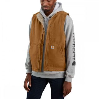Carhartt Loose Fit Sherpa-Lined Mock-Neck Gilet - Brown - Medium