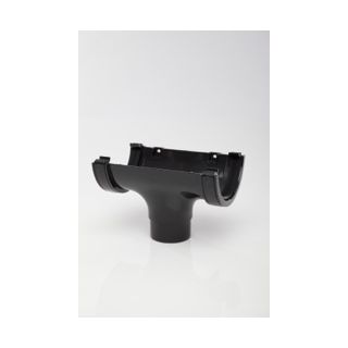 Polypipe Gutter Half Round Running Outlet 112mm Black Plastic