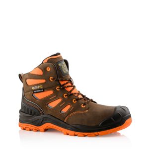 Buckbootz High Visibility Waterproof Safety Lace Boot - Orange/Brown - Size 7