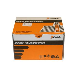 Paslode 300277 F16 x 38mm Stainless Steel Angle Brads - Pack of 2000 & 2 Fuel Cells